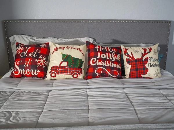 4Pcs Christmas Farmhouse Buffalo Plaid Pillow Covers 2 4Pcs Christmas Farmhouse Buffalo Plaid Pillow Covers - Image 2
