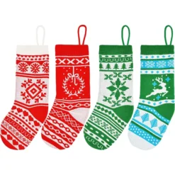 4 Pack Knit Christmas Stockings 18in -Holiday Discount Store 4Pcs Christmas Stockings 18in 2
