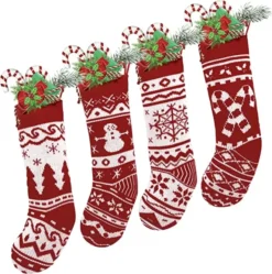 4Pcs Knit Christmas Stockings -Holiday Discount Store 4Pcs Knit Christmas Stockings 6 600x605 1