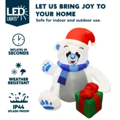 4ft LED Inflatable Polar Bear Christmas Yard Decorations -Holiday Discount Store 4ft LED Inflatable Polar Bear Christmas Yard Decorations 3 600x600 1