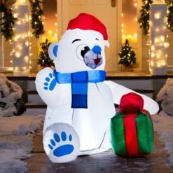 4ft LED Inflatable Polar Bear Christmas Yard Decorations -Holiday Discount Store 4ft LED Inflatable Polar Bear Christmas Yard Decorations 4 600x600 1