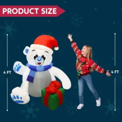 4ft LED Inflatable Polar Bear Christmas Yard Decorations -Holiday Discount Store 4ft LED Inflatable Polar Bear Christmas Yard Decorations 5 600x600 1