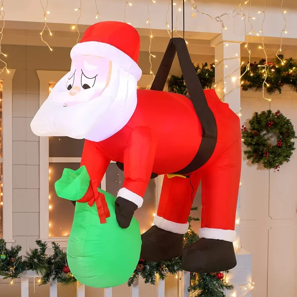4ft Long LED Inflatable Santa Hung On A Tree 1 4ft Long LED Inflatable Santa Hung On A Tree