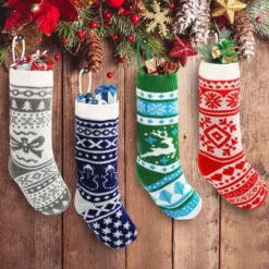 4pcs Multicolor Knit Christmas Stockings 18in -Holiday Discount Store 4pcs Multicolor Knit Christmas Stockings 18in 600x600 1