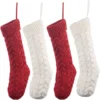4pcs Red And White Christmas Knit Stockings 18in