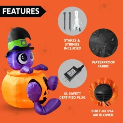 5ft Witch's Cat In Pumpkin Inflatable Decoration 11 5ft Witch's Cat In Pumpkin Inflatable Decoration -Holiday Discount Store 5 ft Cute Witchs Cat in Pumpkin 4 600x600 1