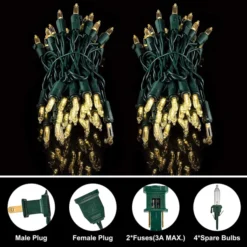 2x100 LED Christmas Clear Green Wire 26.25ft -Holiday Discount Store 52.5 FT 200 Count Christmas Clear Green Wire result 600x600 1