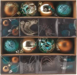 56pcs Green And Gold Assorted Christmas Ornament Sets