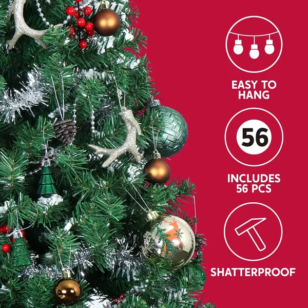 56pcs Green And Gold Assorted Christmas Ornament Sets 2 56pcs Green And Gold Assorted Christmas Ornament Sets - Image 2