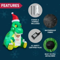 5ft Inflatable Sitting Dinosaur Christmas Decoration 11 5ft Inflatable Sitting Dinosaur Christmas Decoration -Holiday Discount Store 5ft Inflatable Sitting Dinosaur Christmas Decoration 1 600x600 1