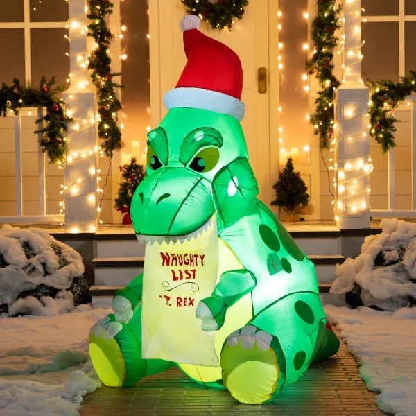 5ft Inflatable Sitting Dinosaur Christmas Decoration 4 5ft Inflatable Sitting Dinosaur Christmas Decoration - Image 4
