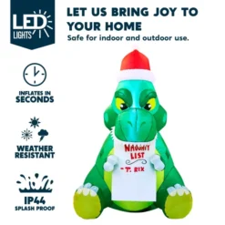 5ft Inflatable Sitting Dinosaur Christmas Decoration 8 5ft Inflatable Sitting Dinosaur Christmas Decoration -Holiday Discount Store 5ft Inflatable Sitting Dinosaur Christmas Decoration 6 600x600 1