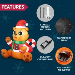 5ft LED Christmas Inflatable Teddy Bear -Holiday Discount Store 5ft LED Christmas Inflatable Teddy Bear 6 600x600 1