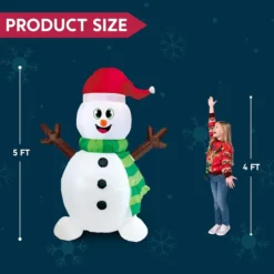 5ft LED Light Up Big Snowman Blow Up -Holiday Discount Store 5ft LED Light up Big Snowman Blow up 1 600x600 1