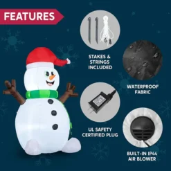 5ft LED Light Up Big Snowman Blow Up -Holiday Discount Store 5ft LED Light up Big Snowman Blow up 3 600x600 1