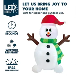 5ft LED Light Up Big Snowman Blow Up -Holiday Discount Store 5ft LED Light up Big Snowman Blow up 5 600x600 1