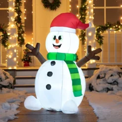 5ft LED Light Up Big Snowman Blow Up -Holiday Discount Store 5ft LED Light up Big Snowman Blow up 6 600x600 1