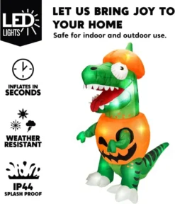 6ft Inflatable Dinosaur Halloween Decoration 8 6ft Inflatable Dinosaur Halloween Decoration -Holiday Discount Store 6 ft Dinosaur Trick Raw Treat Inflatable 1 600x700 1