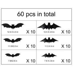 60pcs Halloween Bat Wall Decorations 8 60pcs Halloween Bat Wall Decorations -Holiday Discount Store 60Pcs Bat Stickers 3 result 600x600 1