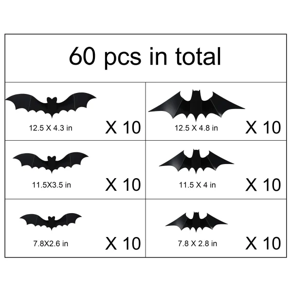 60pcs Halloween Bat Wall Decorations 3 60pcs Halloween Bat Wall Decorations - Image 3