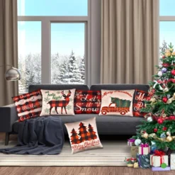 6pcs Buffalo Plaid Pillow Covers Tree And Reindeer 9 6pcs Buffalo Plaid Pillow Covers Tree And Reindeer -Holiday Discount Store 6Pcs Christmas Buffalo Pillow Covers 4 result 600x600 1