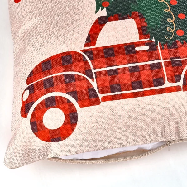 6pcs Buffalo Plaid Pillow Covers Tree And Reindeer 5 6pcs Buffalo Plaid Pillow Covers Tree And Reindeer - Image 5