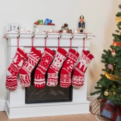 6pcs Knit Christmas Stockings Decoration