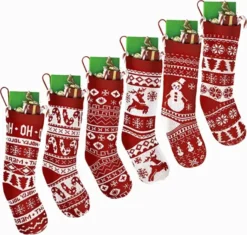 6pcs Christmas Knit Stockings Decorations -Holiday Discount Store 6Pcs Knit Christmas Stockings 4 1 600x571 1