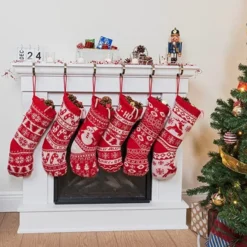6pcs Christmas Knit Stockings Decorations -Holiday Discount Store 6Pcs Knit Christmas Stockings 6 1 600x600 1