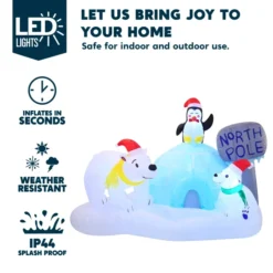 6ft Inflatable LED North Pole With Polar Bears -Holiday Discount Store 6ft Inflatable LED North Pole with Polar Bears 3 600x600 1