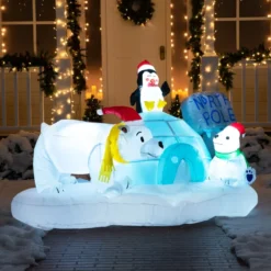 6ft Inflatable LED North Pole With Polar Bears -Holiday Discount Store 6ft Inflatable LED North Pole with Polar Bears 4 600x600 1