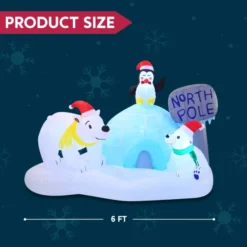 6ft Inflatable LED North Pole With Polar Bears -Holiday Discount Store 6ft Inflatable LED North Pole with Polar Bears 5 600x600 1
