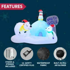 6ft Inflatable LED North Pole With Polar Bears -Holiday Discount Store 6ft Inflatable LED North Pole with Polar Bears 6 600x600 1
