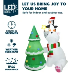 6ft Inflatable LED Polar Bear Christmas Tree With Penguin -Holiday Discount Store 6ft Inflatable LED Polar Bear Christmas Tree with Penguin 3 600x600 1