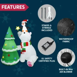 6ft Inflatable LED Polar Bear Christmas Tree With Penguin -Holiday Discount Store 6ft Inflatable LED Polar Bear Christmas Tree with Penguin 6 600x600 1