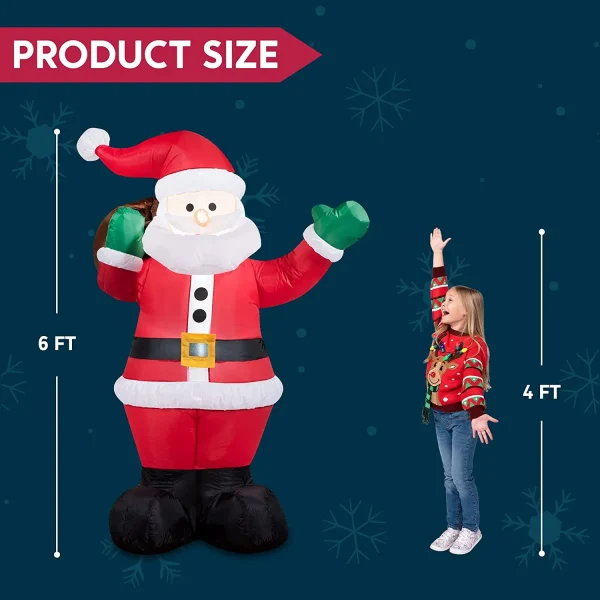 6ft Inflatable LED Santa Carry Gift Bag 5 6ft Inflatable LED Santa Carry Gift Bag - Image 5