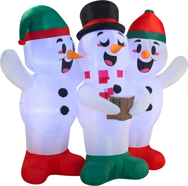 6ft Inflatable LED Three Snowman Christmas Caroling 2 6ft Inflatable LED Three Snowman Christmas Caroling - Image 2