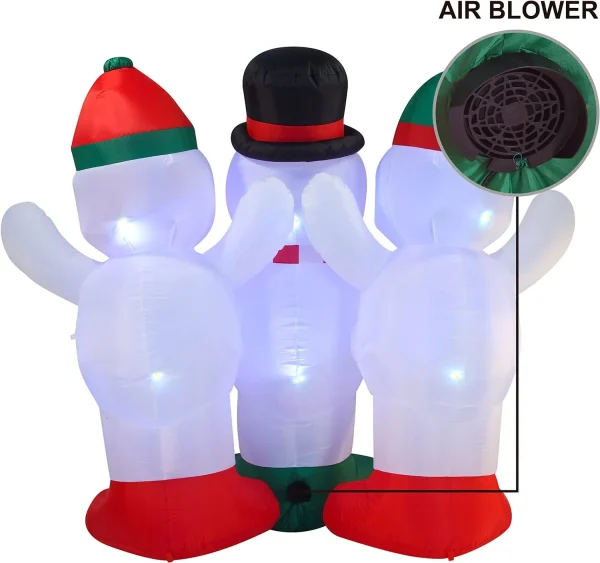 6ft Inflatable LED Three Snowman Christmas Caroling 4 6ft Inflatable LED Three Snowman Christmas Caroling - Image 4