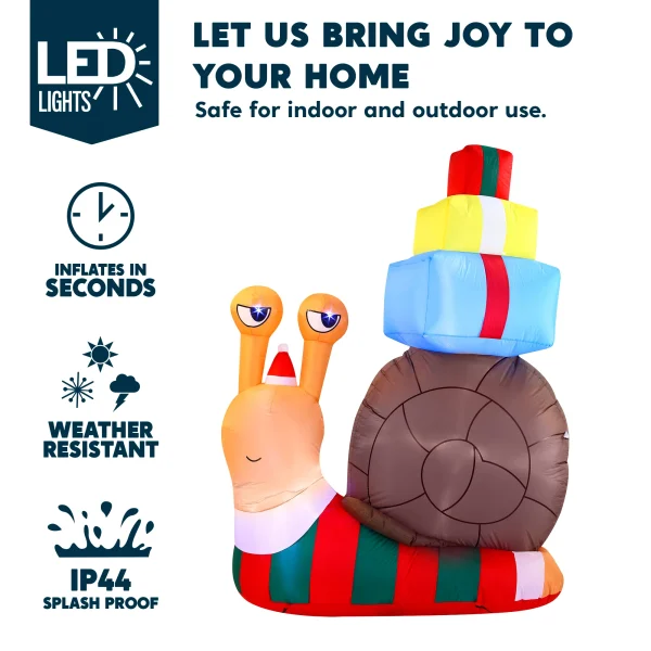 6ft Inflatable LED Snail With A Stack Of Gifts 3 6ft Inflatable LED Snail With A Stack Of Gifts - Image 3