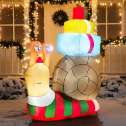 6ft Inflatable LED Snail With A Stack Of Gifts 9 6ft Inflatable LED Snail With A Stack Of Gifts -Holiday Discount Store 6ft Large Cute Snail with a Stack of Gifts Inflatable 4 600x600 1