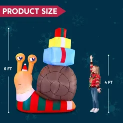 6ft Inflatable LED Snail With A Stack Of Gifts 10 6ft Inflatable LED Snail With A Stack Of Gifts -Holiday Discount Store 6ft Large Cute Snail with a Stack of Gifts Inflatable 5 600x600 1