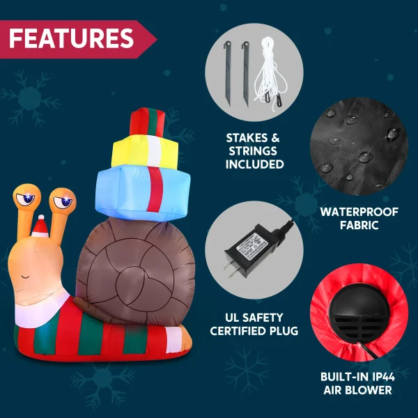 6ft Inflatable LED Snail With A Stack Of Gifts 6 6ft Inflatable LED Snail With A Stack Of Gifts - Image 6