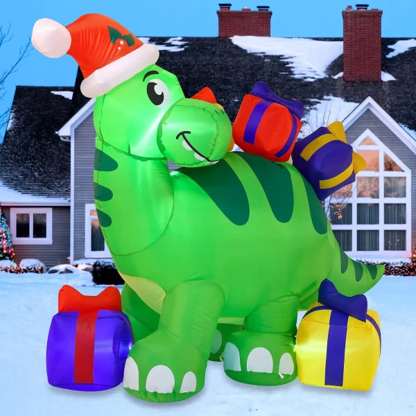 6ft Tall LED Christmas Inflatable Dinosaur 1 6ft Tall LED Christmas Inflatable Dinosaur