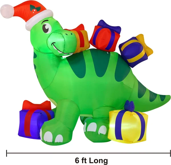 6ft Tall LED Christmas Inflatable Dinosaur 2 6ft Tall LED Christmas Inflatable Dinosaur - Image 2