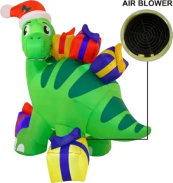 6ft Tall LED Christmas Inflatable Dinosaur 8 6ft Tall LED Christmas Inflatable Dinosaur -Holiday Discount Store 6ft Long Inflatable Brachiosaurus Carrying Gifts with Build in LEDs 3 result 1 600x636 1