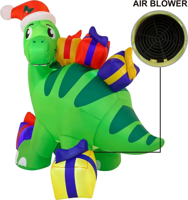 6ft Tall LED Christmas Inflatable Dinosaur 3 6ft Tall LED Christmas Inflatable Dinosaur - Image 3
