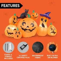 6ft 7pcs Inflatable Pumpkin With Witch's Cat Decoration 11 6ft 7pcs Inflatable Pumpkin With Witch's Cat Decoration -Holiday Discount Store 7 Pcs Pumpkins with Black Cat Halloween Inflatable 6ft 5 600x600 1