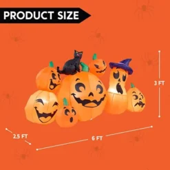 6ft 7pcs Inflatable Pumpkin With Witch's Cat Decoration 10 6ft 7pcs Inflatable Pumpkin With Witch's Cat Decoration -Holiday Discount Store 7 Pcs Pumpkins with Black Cat Halloween Inflatable 6ft 6 600x600 1