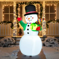7ft LED Blow Up Snowman With Present Gift 9 7ft LED Blow Up Snowman With Present Gift -Holiday Discount Store 7ft LED Blow Up Snowman With Present Gift 4 600x600 1
