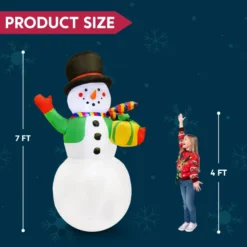7ft LED Blow Up Snowman With Present Gift 10 7ft LED Blow Up Snowman With Present Gift -Holiday Discount Store 7ft LED Blow Up Snowman With Present Gift 5 600x600 1
